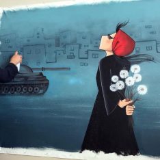 foto-afgana-con-fiori-e-carro-armato